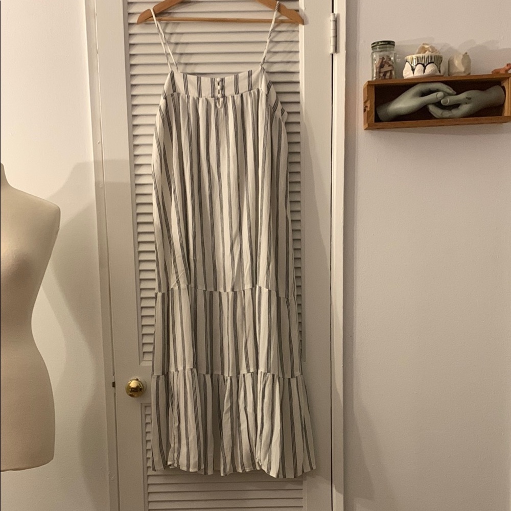 American Eagle Outfitters Striped Maxi Dress - White and Black